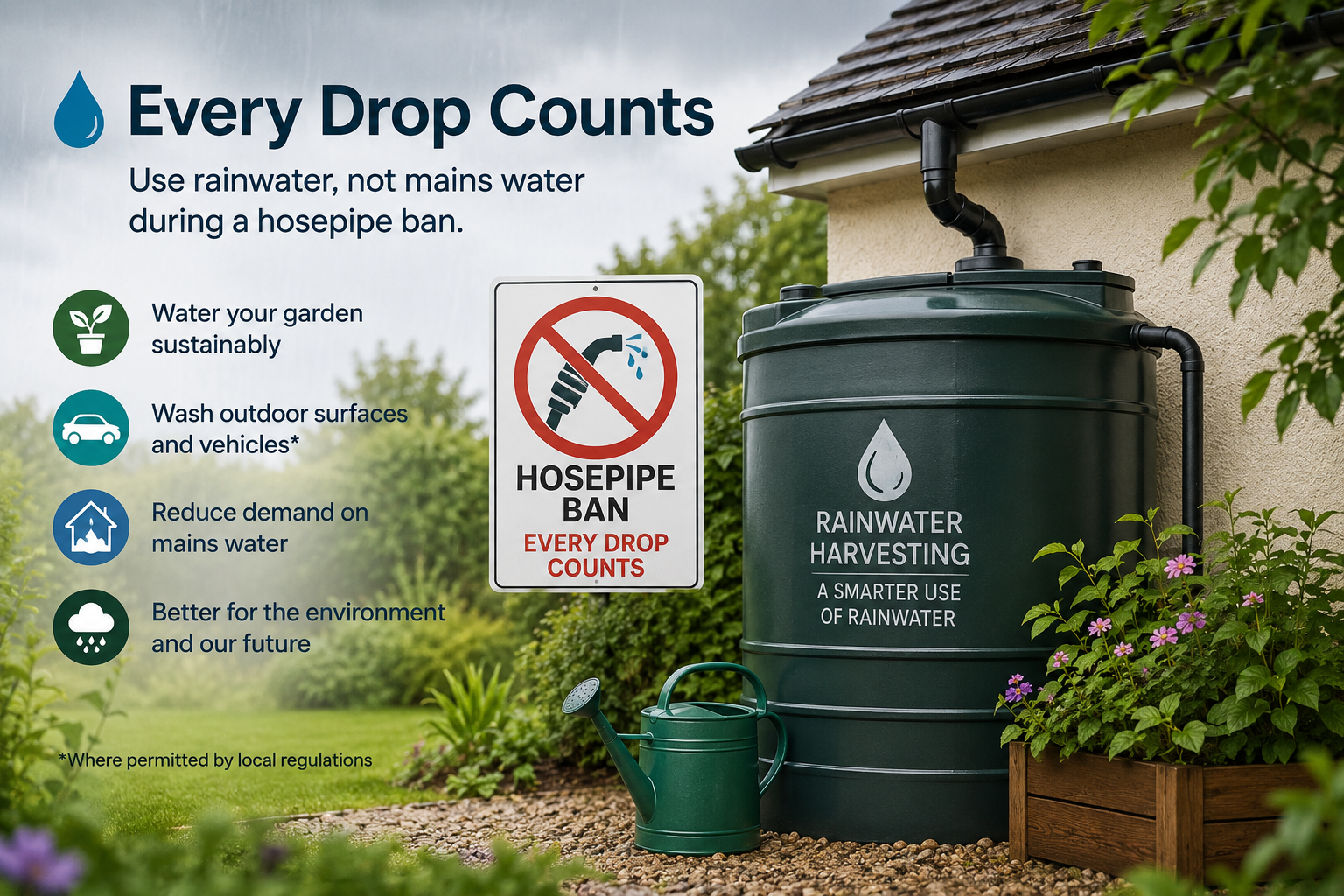Making Every Drop Count: Why Rainwater Harvesting Matters During a Hosepipe Ban