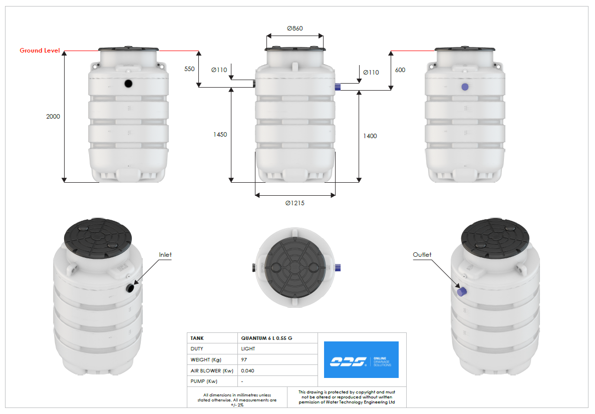 Quantum 6 Person Gravity Discharge Sewage Treatment Plant