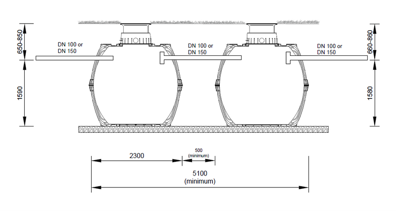 9600L Graf Carat 50 Person Septic Tank