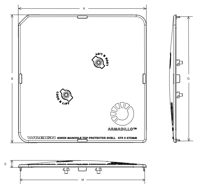 Armadillo manhole cover protector shell 615mm x 615mm