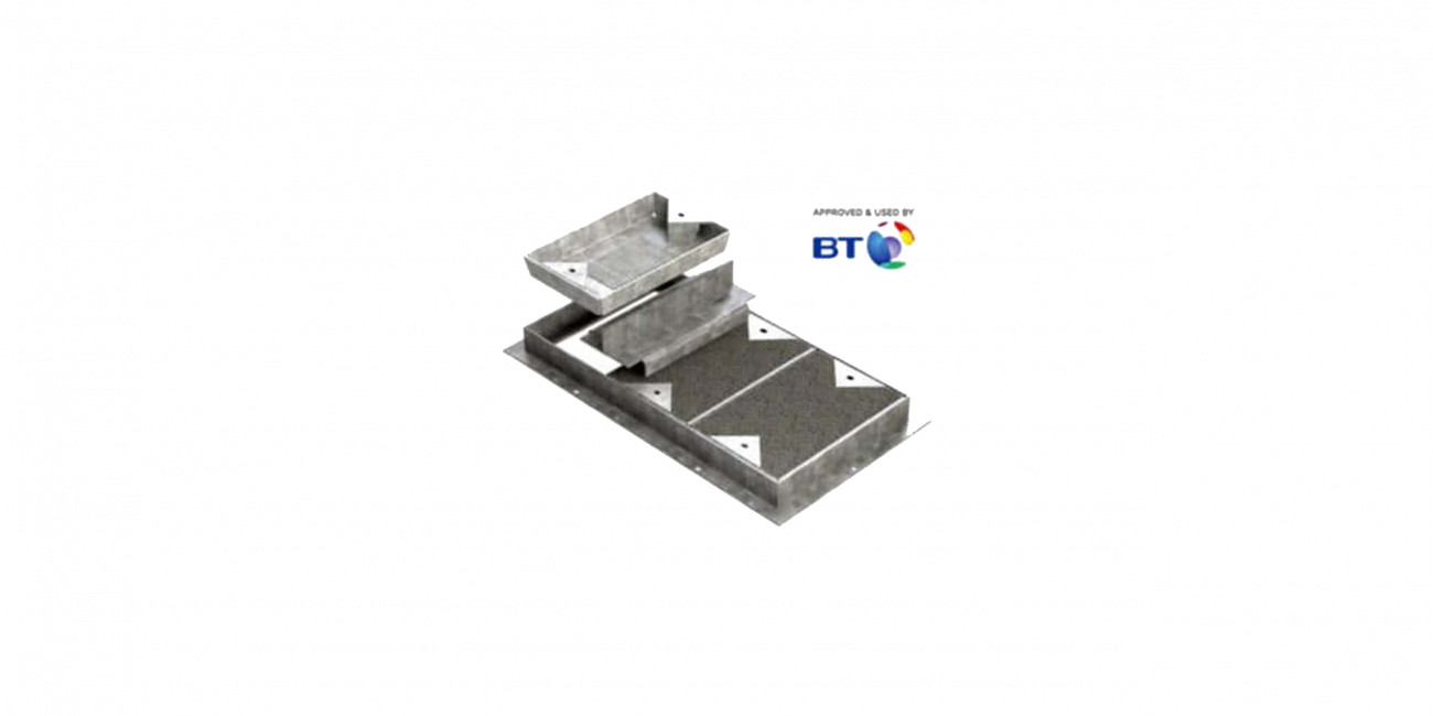 Recessed cover for block paving, 915mm x 445mm clear opening, 86mm frame depth, Wrekin loading code N, BT Approved