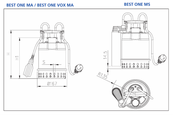 Ebara Best One MS Automatic Tube Float Submersible Pump - Float Switch