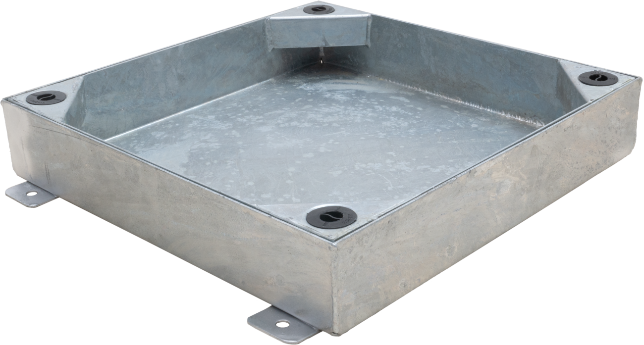 Steel Block Paviour Square to Round Access Cover, 450mm x 450mm clear opening, 100mm tray depth, Loading code N