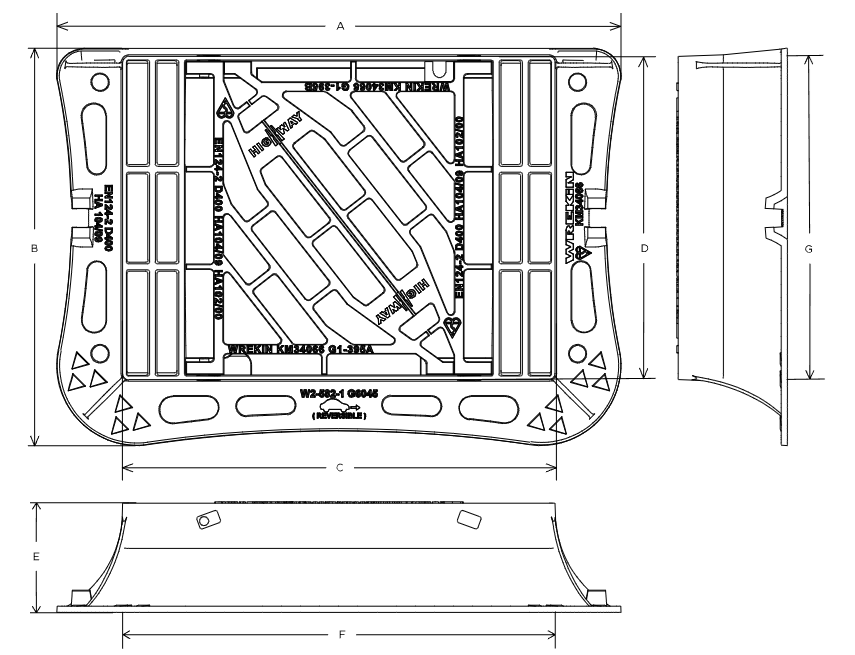 Highway D400 3 flange gully grate 425mm x 425mm clear opening with 150mm frame depth