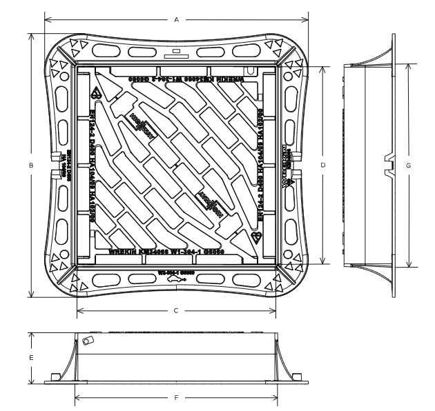 Highway D400 4 flange gully grate 580mm x 580mm clear opening with 150mm frame depth