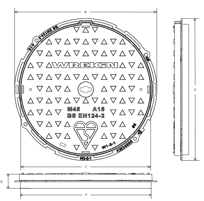 Safeseal A15 circular manhole cover 450mm diameter clear opening with 30mm frame depth