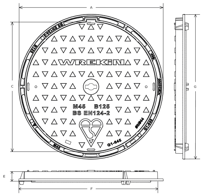 Safeseal B125 circular manhole cover 450mm diameter clear opening with 35mm frame depth