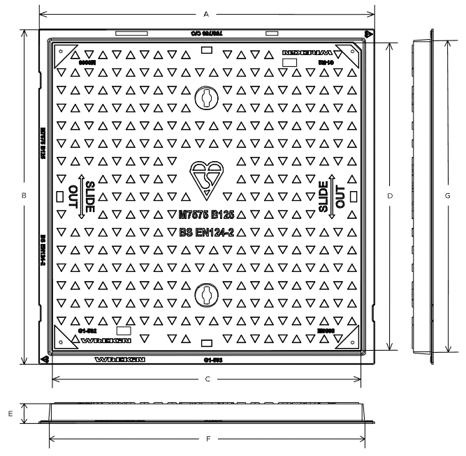 Safeseal B125 manhole cover 750mm x 750mm clear opening with 50mm frame depth