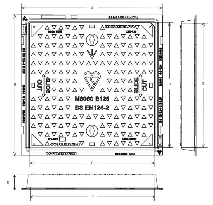 Safeseal B125 manhole cover 600mm x 600mm clear opening with 75mm frame depth