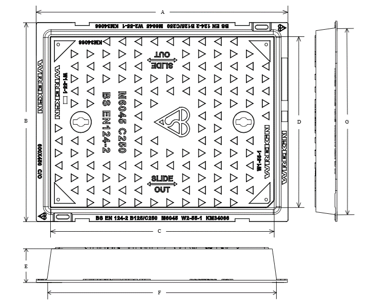 Safeseal C250 manhole cover 600mm x 450mm clear opening with 75mm frame depth
