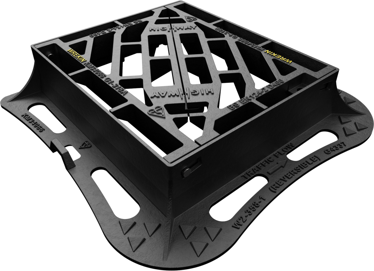 Highway D400 3 flange gully grate 370mm x 430mm clear opening with 100mm frame depth