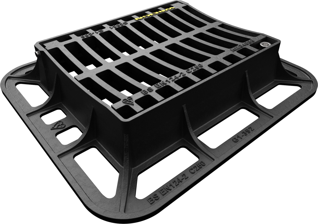 Tristar C250 dished 4 flange gully grate 390mm x 315mm clear opening with 100mm frame depth