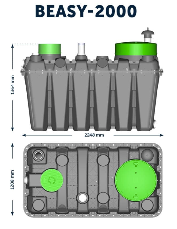Biorock BEASY 2000 2PE Non-Electrical Sewage Treatment Plant