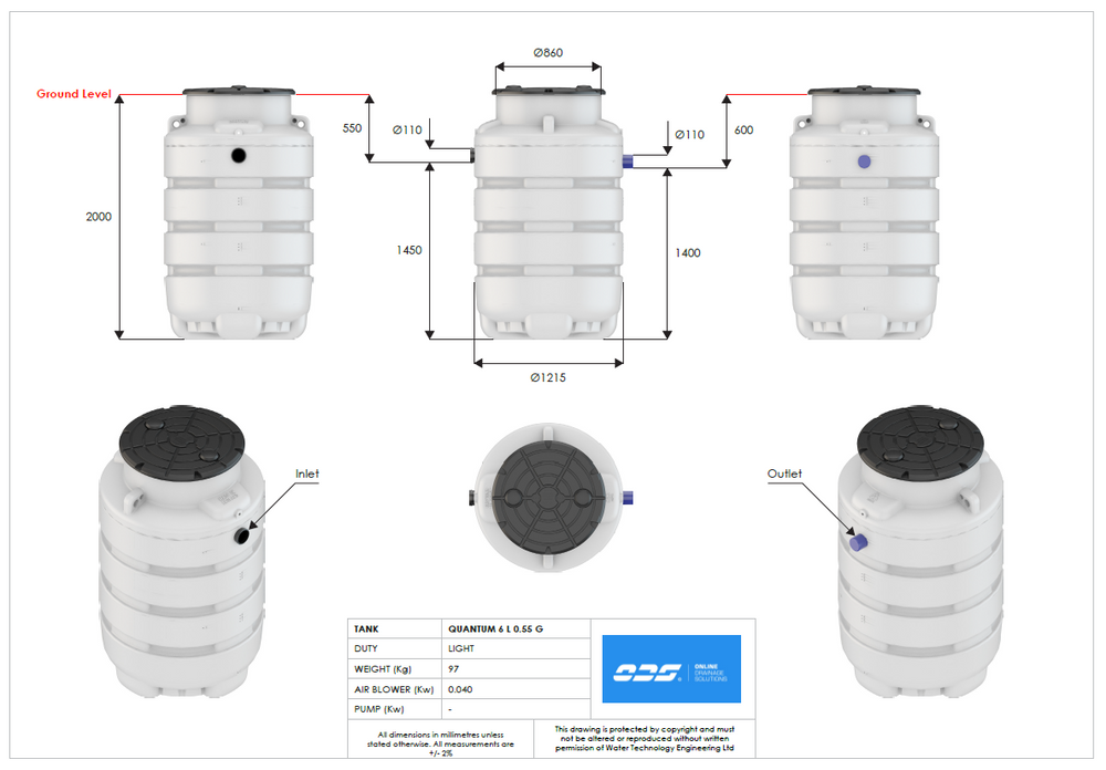 Quantum 6 Person Gravity Discharge Sewage Treatment Plant