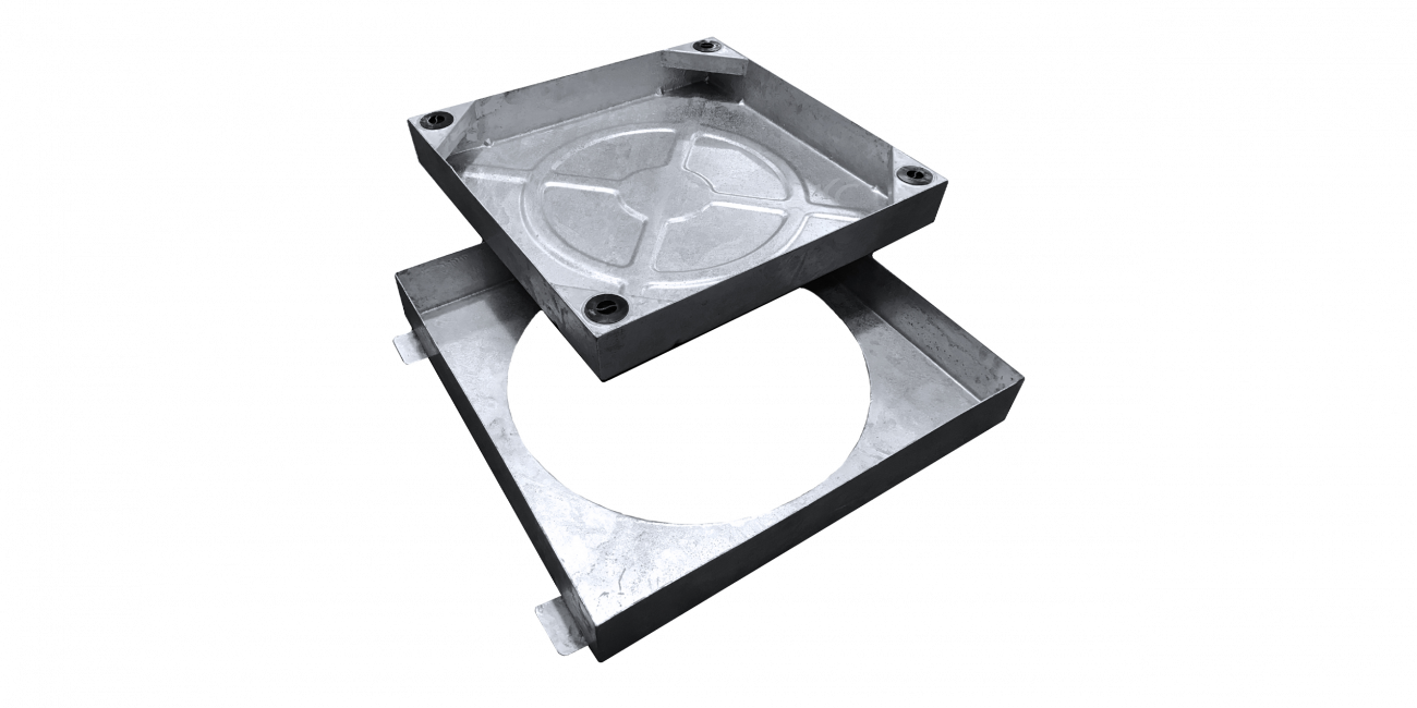 Steel Recessed Access Cover, Square to round, 300mm diameter clear opening, 80mm depth, Loading code M